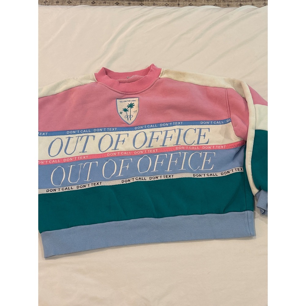 Yellow The Label Out Of Office Colorblock Sweatshirt Pink Teal Blue Small